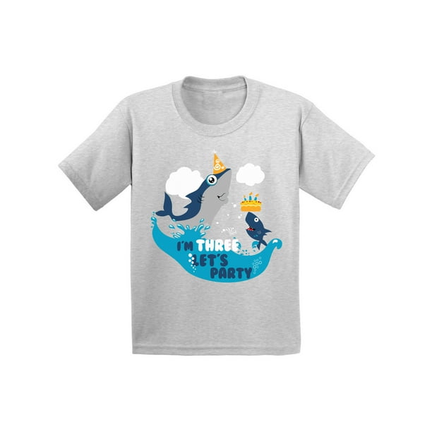 3rd Birthday Shark Party Gift for 3 Year Old Toddler//Kids Long sleeve T-Shirt